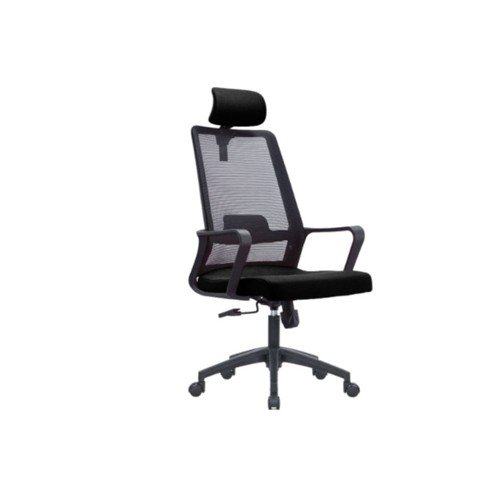 High Back Mesh Finish With Headrest & Fabric Seat Black (AA-5382)